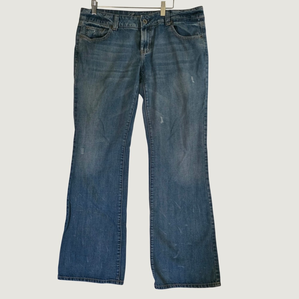 American Eagle Favorite Boyfriend Jeans 12L Medium Wash Distressed Denim Classic